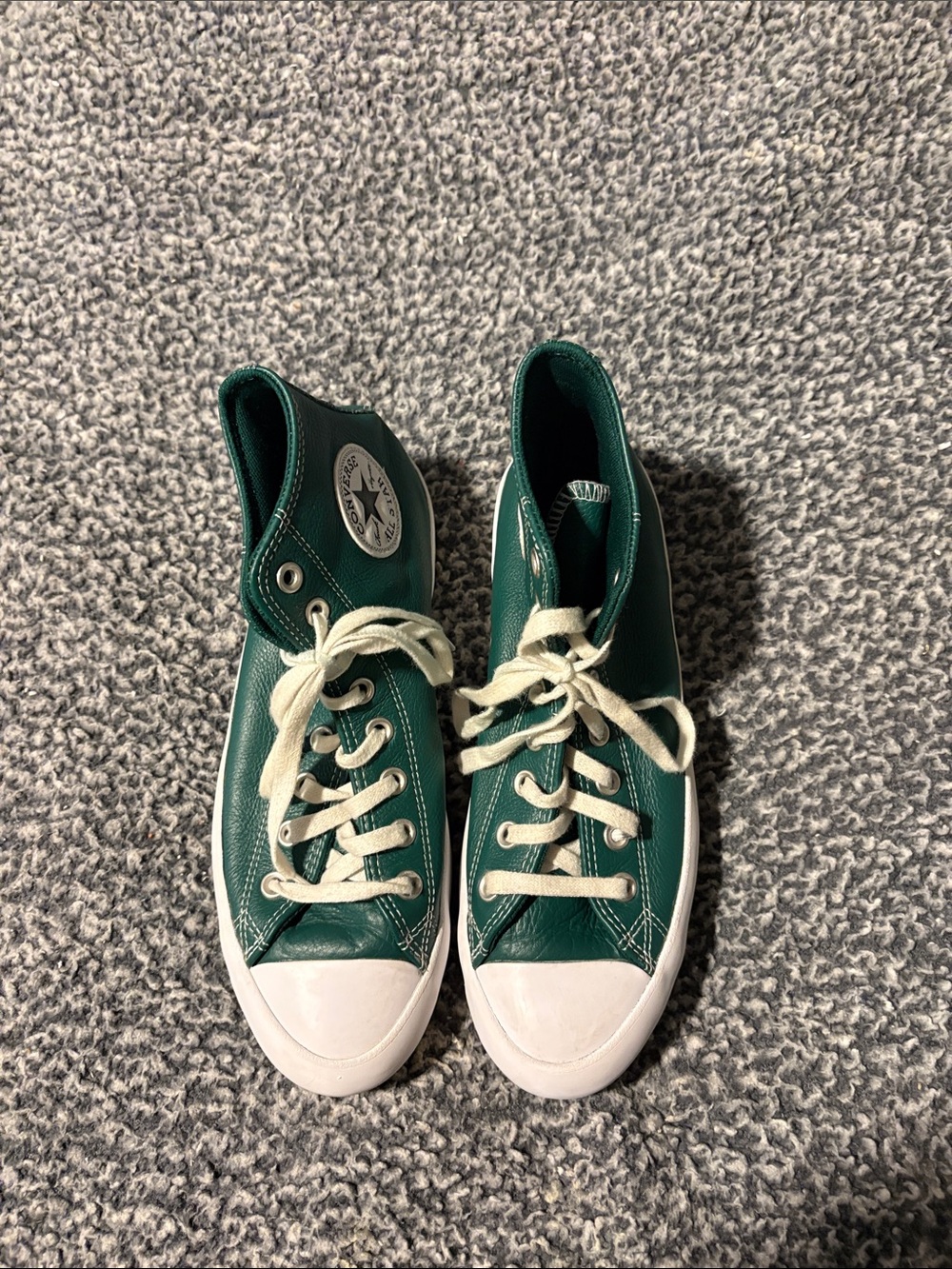 Converse Chuck Taylor All Star Women’s Platform Green Leather Excellent Cond.!